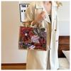 Pvc Sequin Embroidery Tote Bag With Zipper Closure For Casual Travel And Shopping