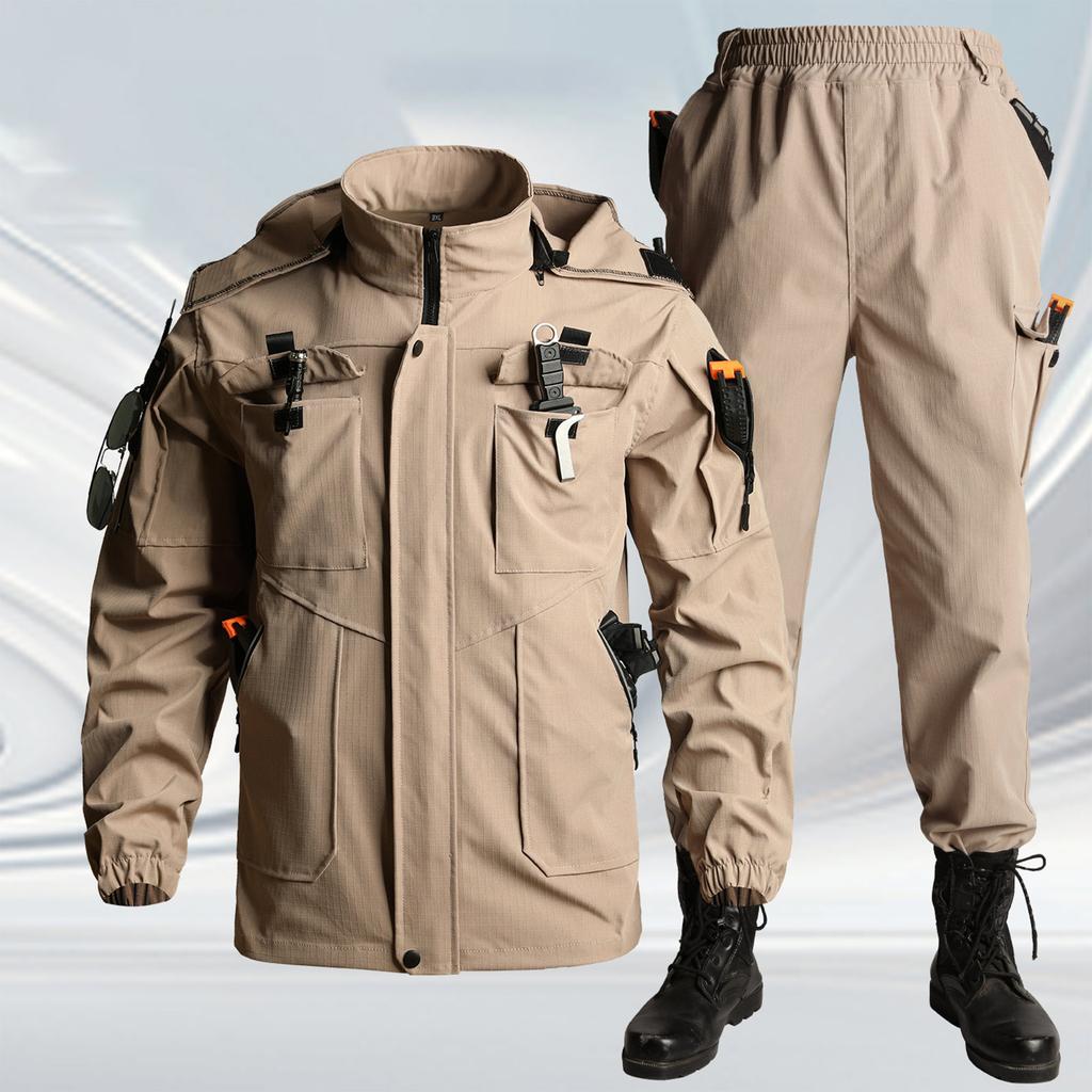 Men's Jacket Suit Men's Workwear Wear Resistant Camouflage Suit Hooded Training Suit Mountaineering Outdoor Suit