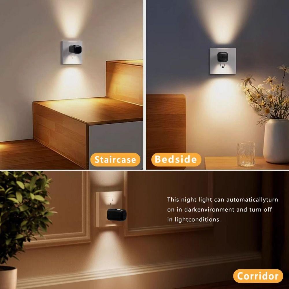 Auto Light Sensor Plug-In Wall Lamp Energy Efficient Sensor Night Light  Bedroom Night Lighting