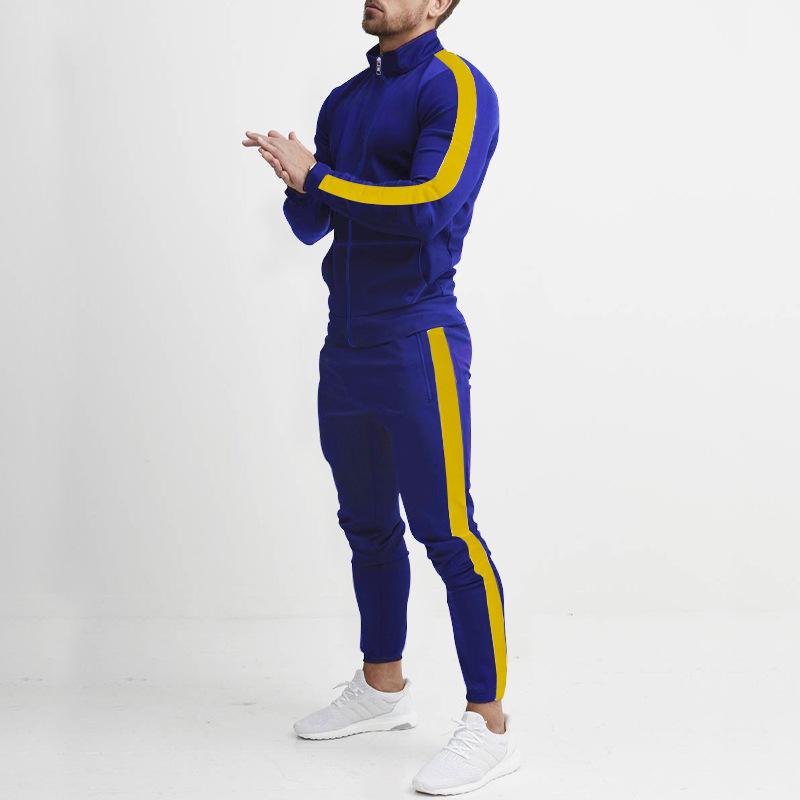 Autumn and Winter Casual Men's Sports Suit Color Matching Men's Clothing