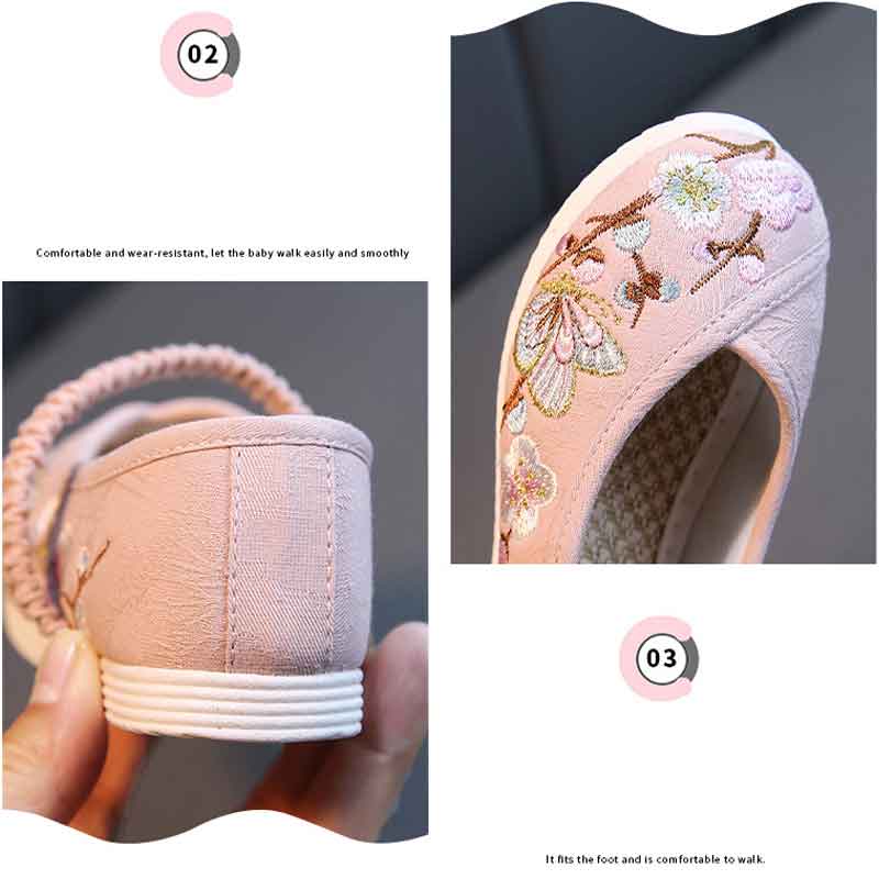 Children'S Embroidered Cotton Shoes Chinese Style Hanfu Shoes Girls White Red Old Beijing Ethnic Dance Shoes Flat Sneakers