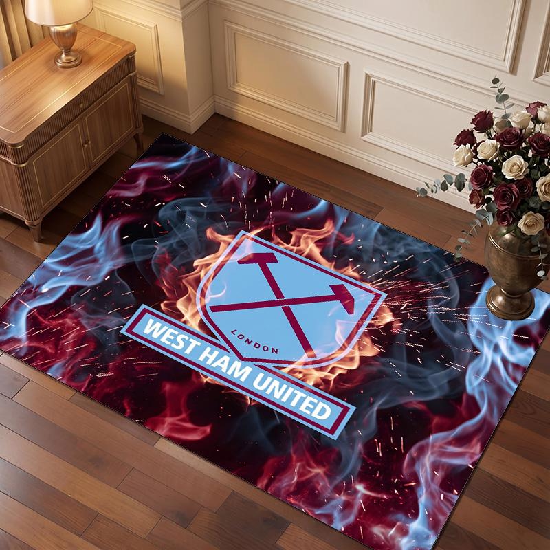 Tappeto in Velluto di Cristallo con Stampa del West Ham United Football, Comodo Assorbente d'Acqua Antiscivolo Tappeto per Pavimenti Interni