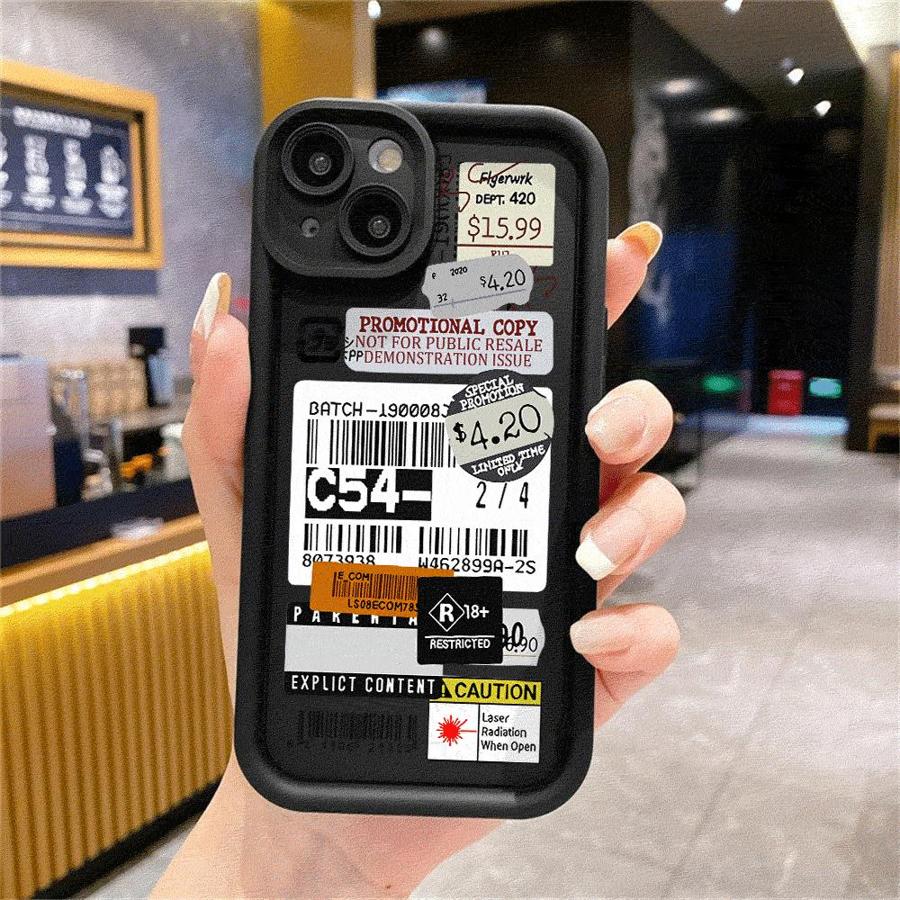 Stickers Collage Code Label Case For Apple iPhone 17 16 15 14 13 12 11 Pro Max 17 Air 16E XS X XR 7 8 Plus Soft Phone Back Cover