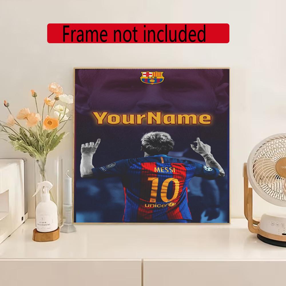 Messi Customize Your Name Diamond Painting Round Diamond Diy Frameless Holiday Artwork Suitable For Home Office Wall Decoration