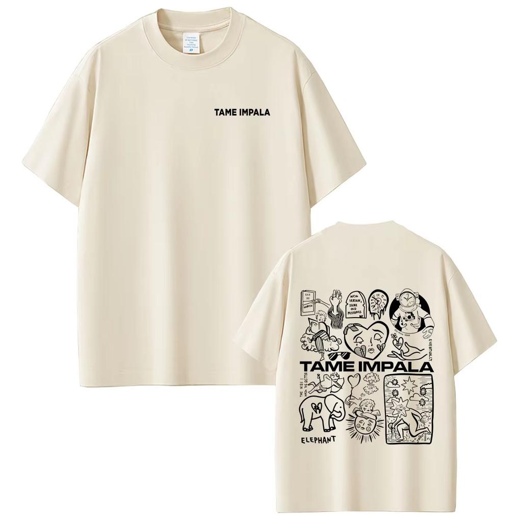 2026 Hot Sale Pop Rock Band Tame Impala Graphic T Shirts Y2K Men Women Cotton Gothic Round T-shirt Retro Vintage Graphic Oversized T Shirt