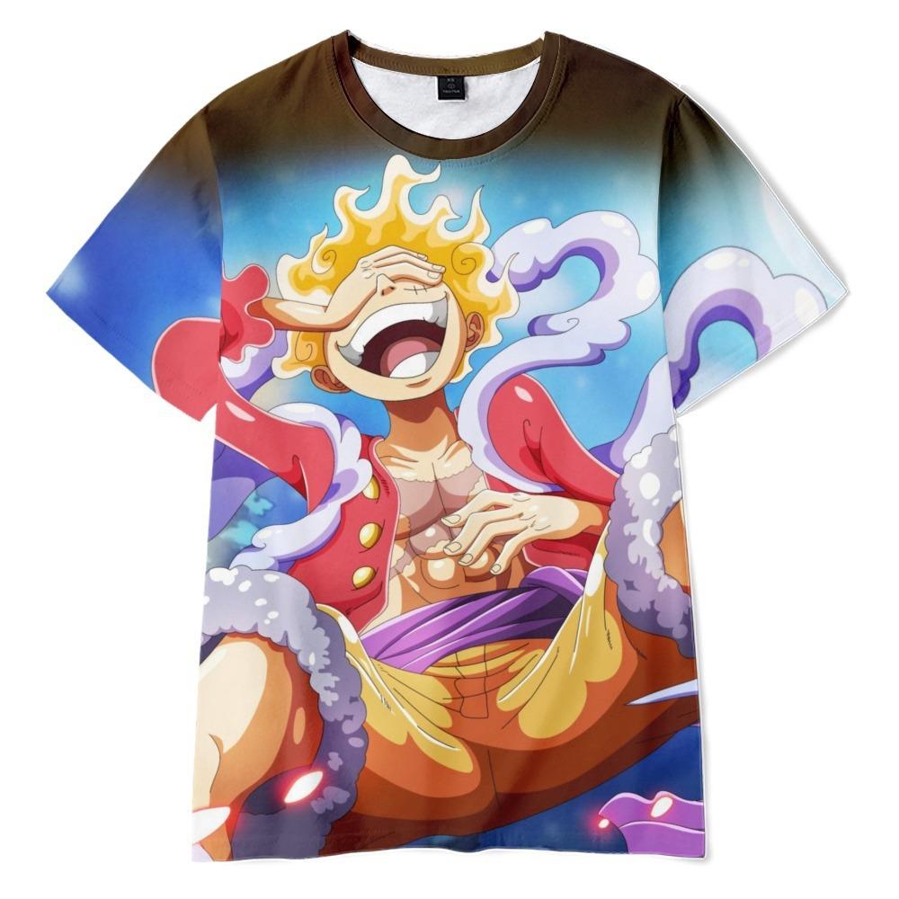 

ONE PIECE Anime Printing Men Tshirt Casual Breathable Tshirts Funny Cartoon Loose Tees Shirts Street T-Shirts Man XXS синій