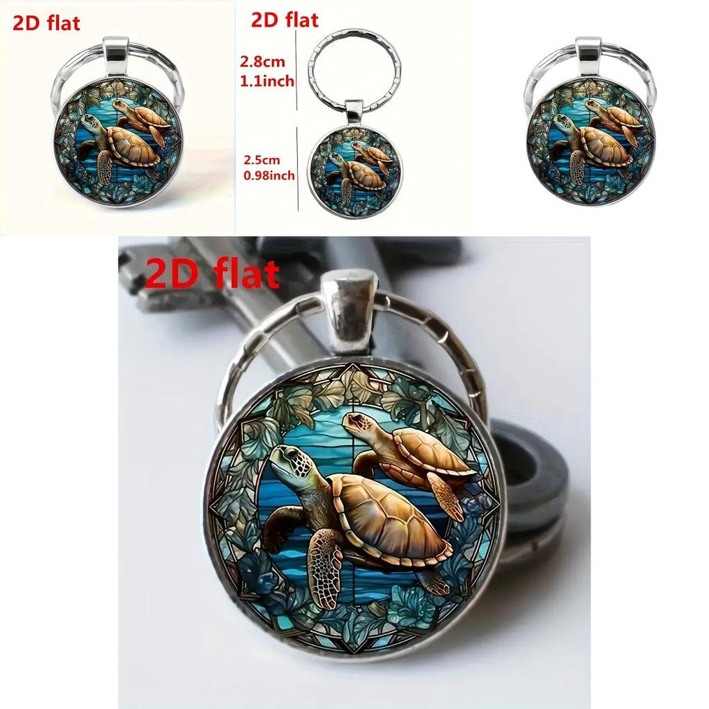 Modern Minimalist Glass Keychain With Double Turtle Design For Gift Giving And Party Decor