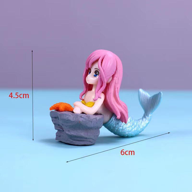 Aquarium Decoration Plastic Fish Tank Little Mermaid Ornament Miniature Figurines DIY Cake Decor Desk Craft Accessories
