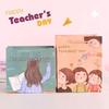 Teacher's Day Gift Set: Greeting & Thank You Cards, Kindergarten Cartoon Paper Bag.