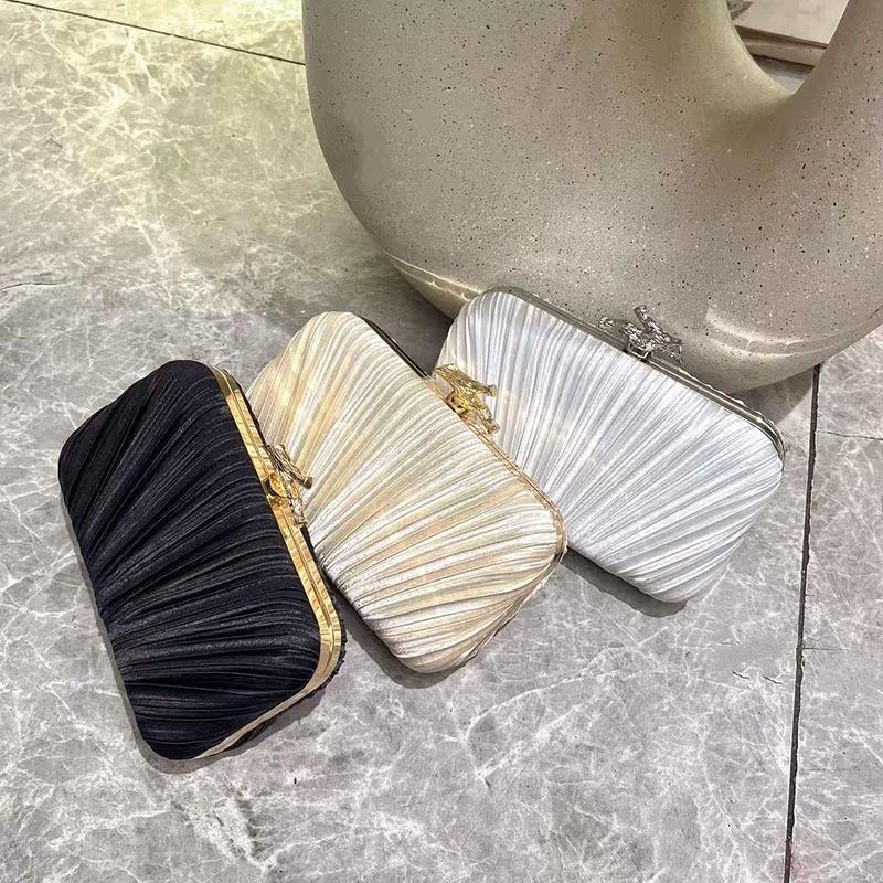 Elegant Satin Clutch Bag With Ruched Detail Small Square Evening Handbag Women Formal Dress Accessory
