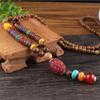 Boho Lucky Gift Party Handmade Mala Wood Bead Nepal Necklace Buddhist Horn Fish Pendant