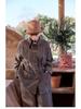 Spring Summer Retro Women's Tea Brown Linen Plus Size Slimming Loose Lapel Shirt Outerwear