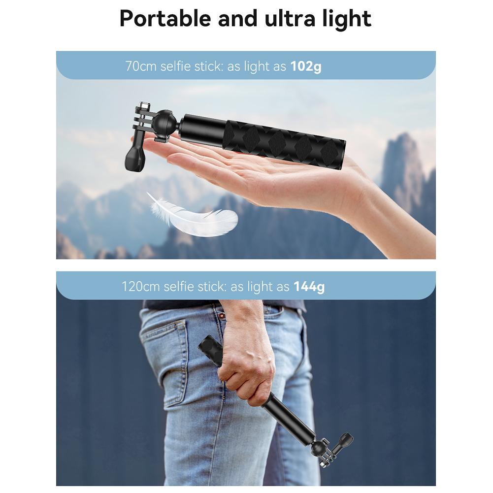 360° Rotatable Selfie Stick Portable Extendable Invisible Pole Compatible For DJI ACTION 3/4/pocket3 Action Camera