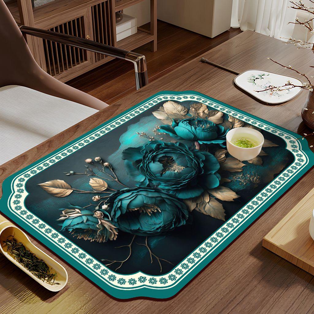 Rectangular Tea Mat Absorption and Quick Drying Tea Tray for Home Living Room Carpet Quick Drying Mat