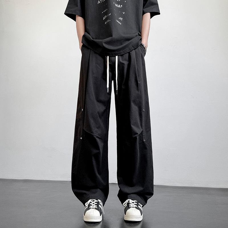 

Американский кэжуал из чистого хлопка, универсальный комбинезон для мужской весны и лета, прямые брюки с широкими штанинами, драпированные брюки нового стиля 4XL