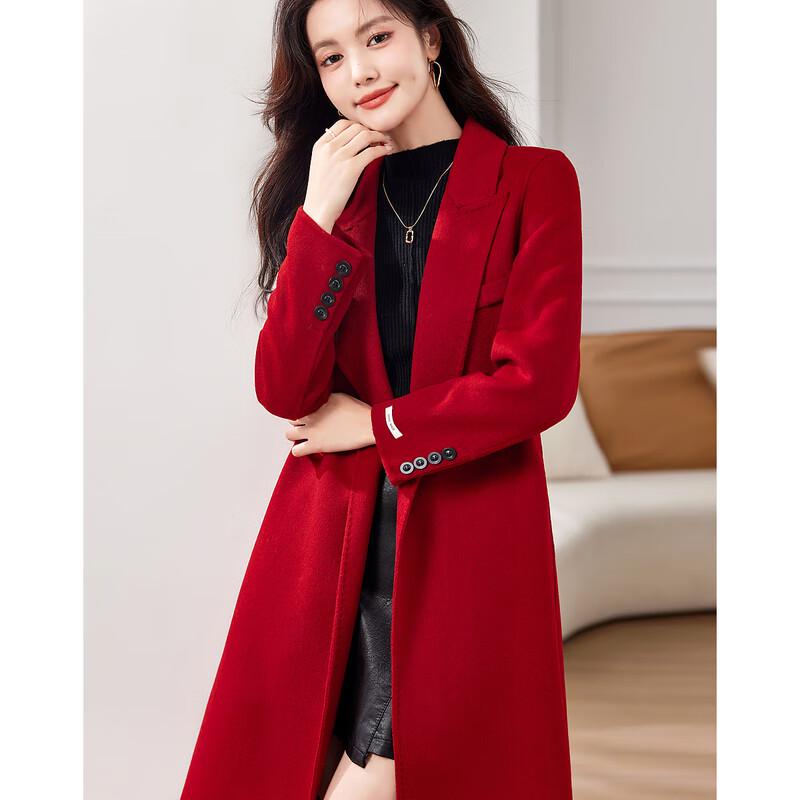 

Sishui Nianhua Women s Elegant Mid-Length Wool Blend Coat M