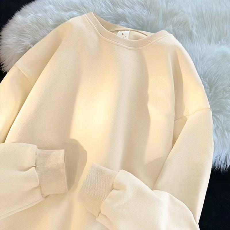 Men's and Women's Autumn/Winter Plus Velvet Solid Color Thick Loose Hoodie, 380g, 2023.