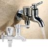 G1/2in Single Cold Double Heads Faucet 1 Inlet 2 Outlet Dual Use Washing Machine Water Tap