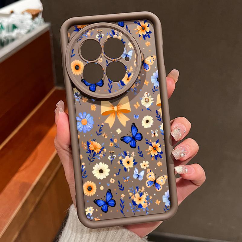 Blue Butterfly Floral Pattern Case For Oneplus 15 Nord 5 13R 12R 11R 5G Shockproof Bumper Soft Silicone Cover For OnePlus 13 13T 12
