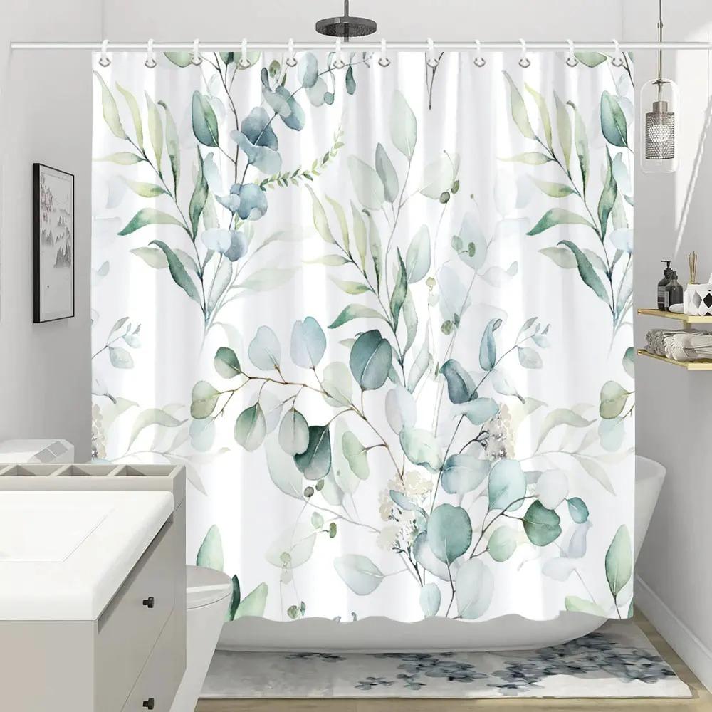 Colorful Flowers Shower Curtain for Bathroom Pink Floral Romantic Wildflower Plants Nature Scenery Decor Curtain Set with Hook
