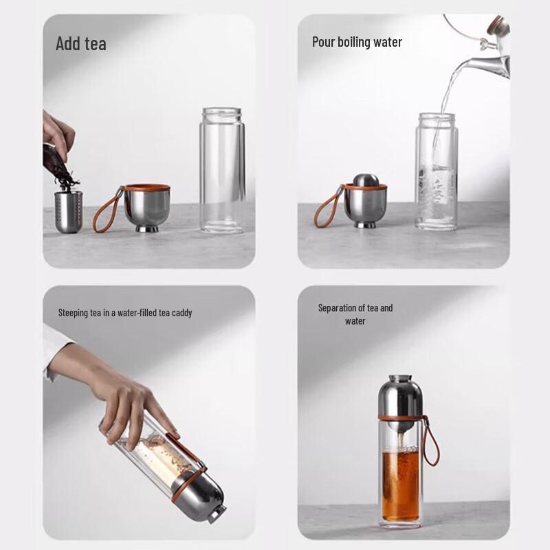 Magnetic Tea Infuser Double-Layer Glass Mug