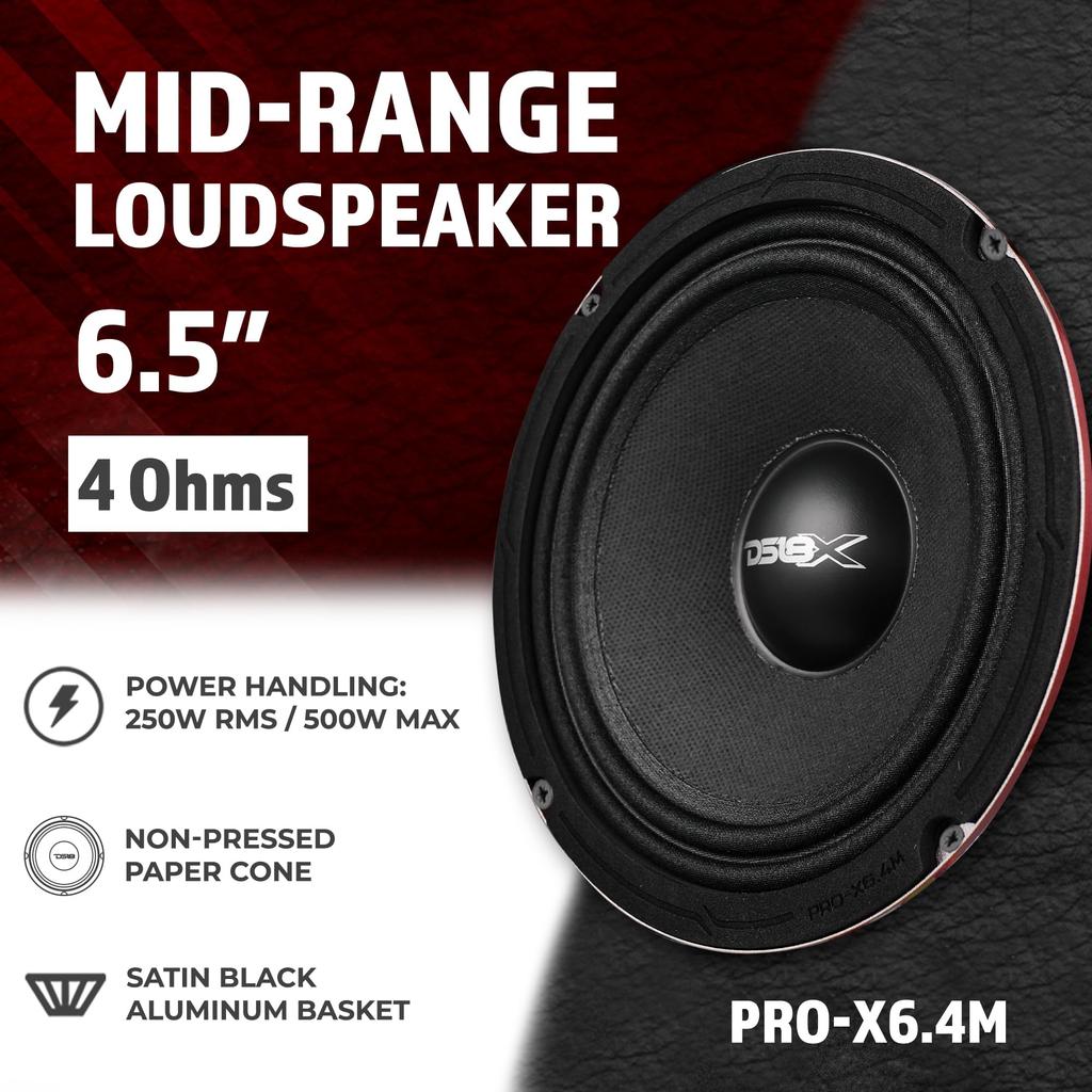 DS18 PRO-X6.4M Loudspeaker - 6.5", Mid-Range, Red Aluminum Bullet, 500W Max, RMS, 4 Ohms