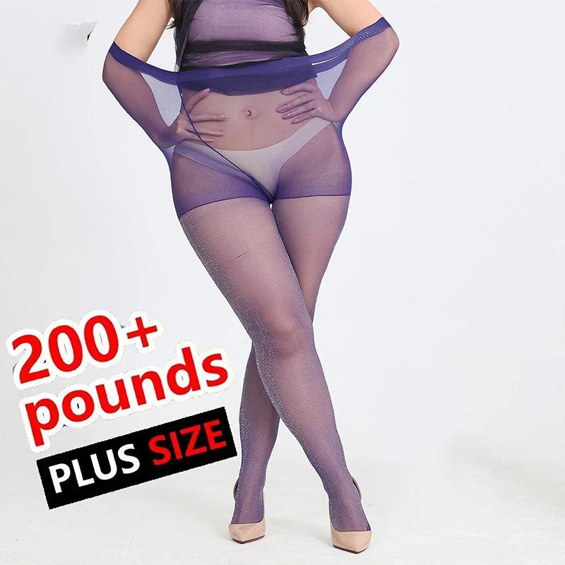 Extra Large Bright Tights For Women Sexy Shiny High-Waist Pantyhose Female For 50-150Kg Long Socks Solid Color Summer Stockings