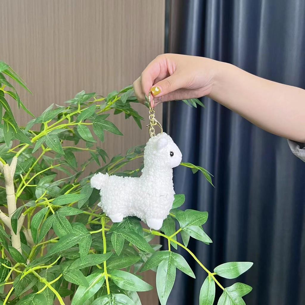 And Charming White Pink Alpaca Plush Doll Keychain Fluffy Adorable Bag Pendant