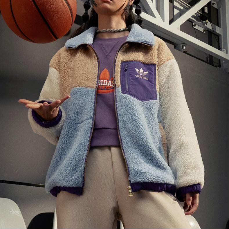 Adidas Originals Sportswear Hoodie With Embroidered Logo Women Tops Dark-Grey Violet IN1053