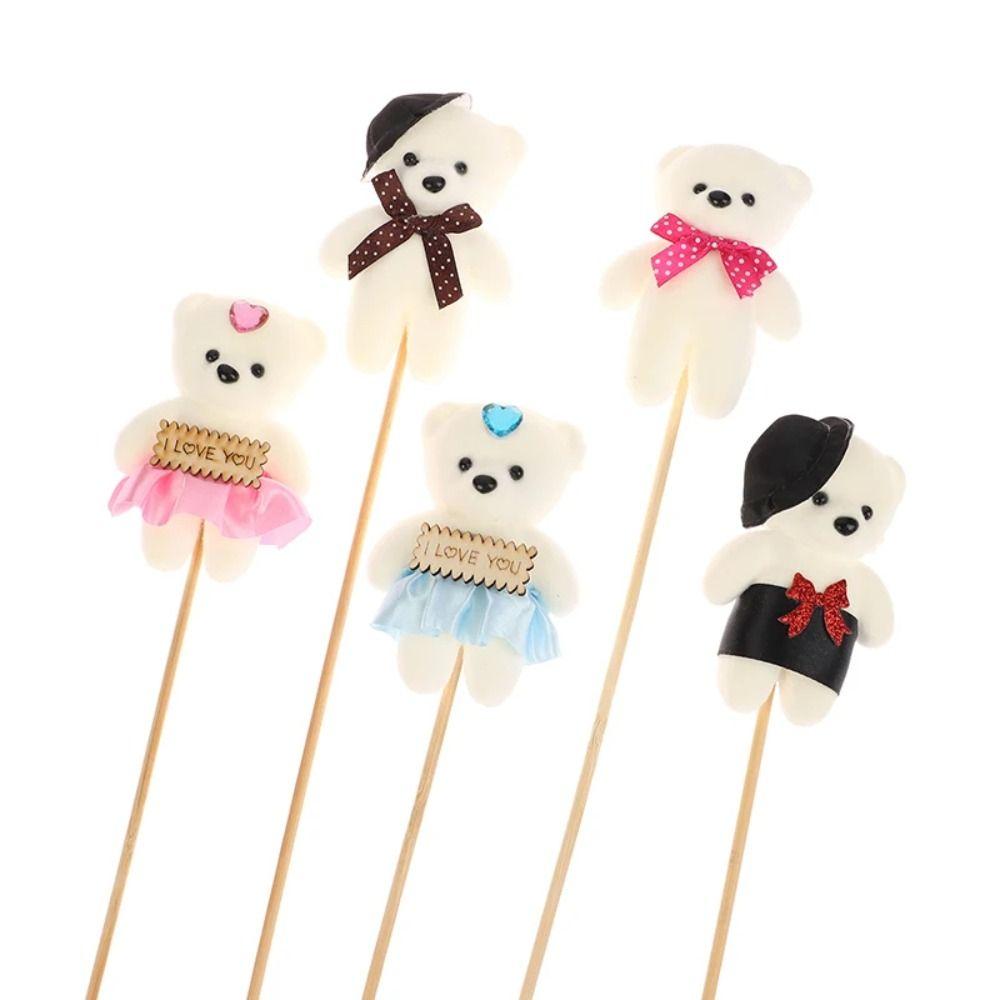 10pcs/set Plush Animal Mini Bear Flower Bouquet Foam Bear Cartoon Bouquet Doll  Girl Birthday Gift