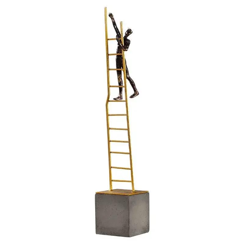 Stair Climber Character Resin Statue Abstract Crafts Golden Ladder Figures Sculpture Desk Decoration Ornaments Modern Home Decor