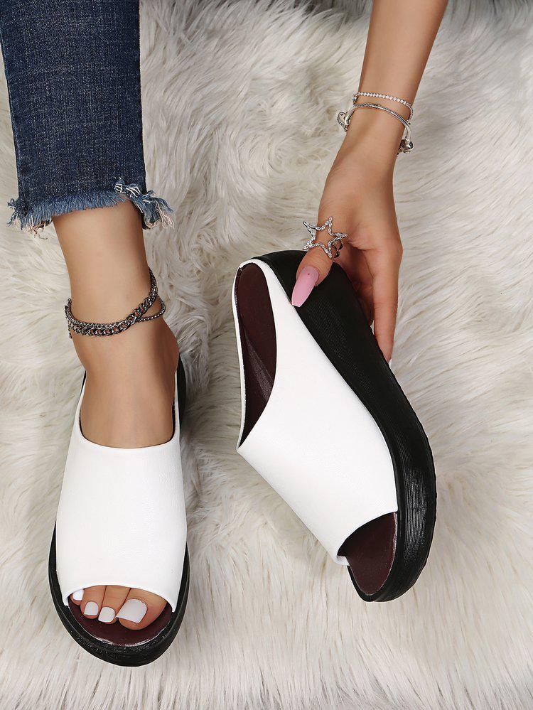 Women's Plus Size Platform Wedge Heel Slippers - Summer 2021 European & American Fashion, Open-Toe Design, Thick Outdoor Sole