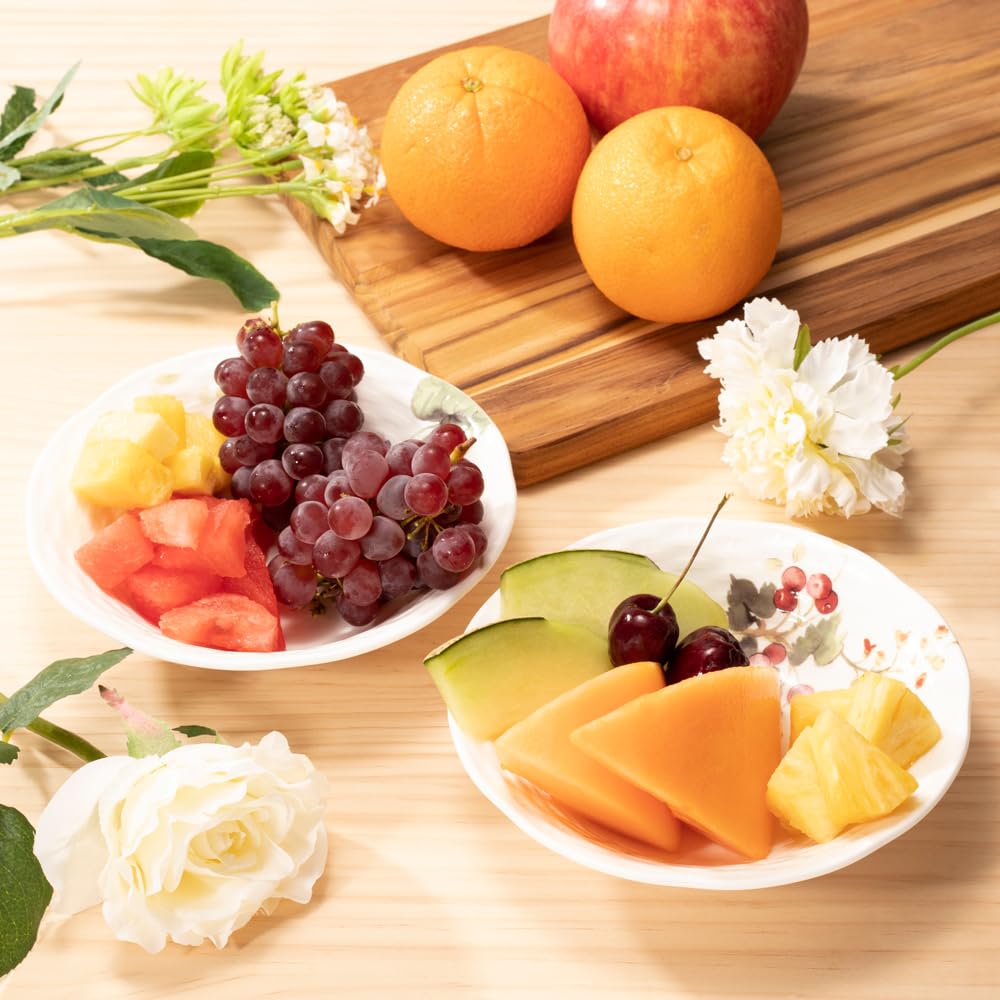 NARUMI Bowl Plate Set Lucy Garden 16cm Berry Pattern 5 Pattern Set Stylish Cute Relief Wedding Gift Microwave Warming Dishwasher Safe Gift Box