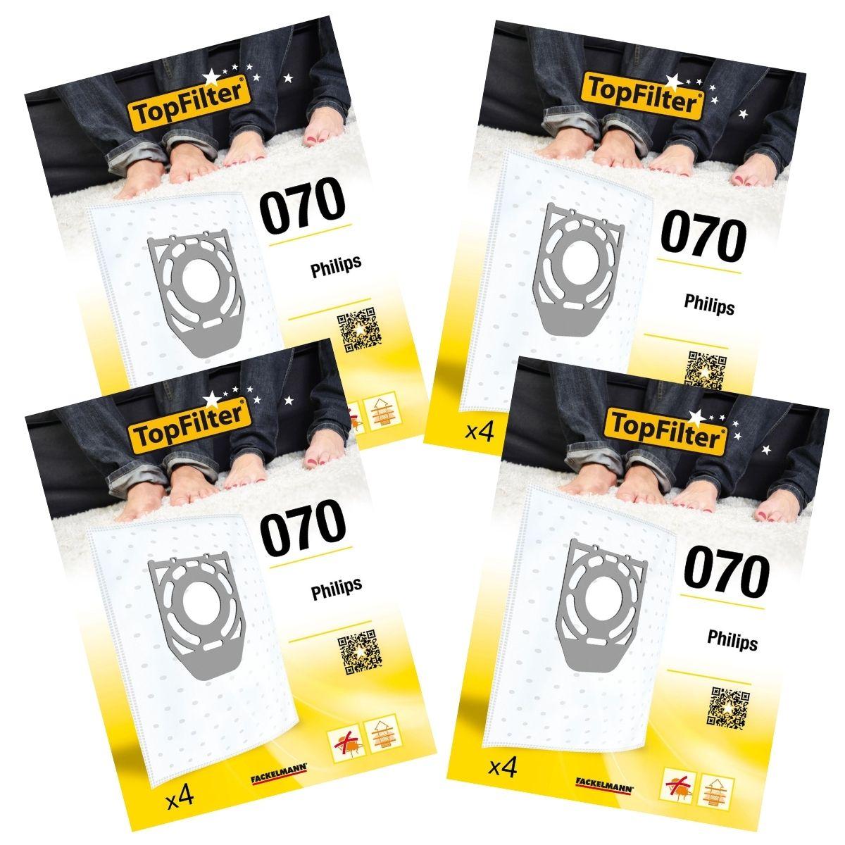 

Набор из 4 упаковок по 4 мешка для пылесоса 64070 Philips TopFilter Premium ref. 9996650