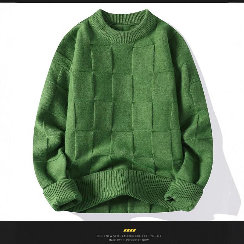 Mens Winter Warm Knit Sweater Loose Fit Round Neck Pullover Wool Blend Casual Streetwear