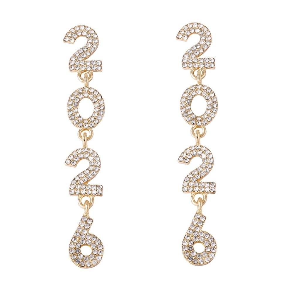 Rhinestone Happy New Year Earrings Jewelry Crystal Party Earrings Pendant 2026 Stud Earrings Girls