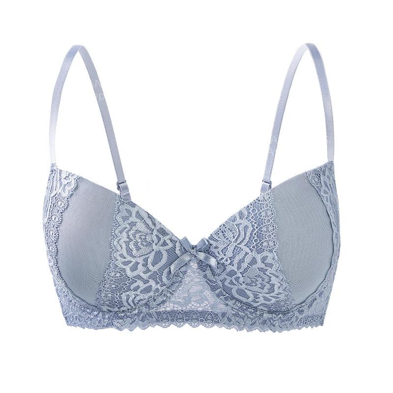 

European and American underwear with steel rims, women s support, upper support, gathering, anti-hanging, sexy lace, light and breathable adjustment 75B