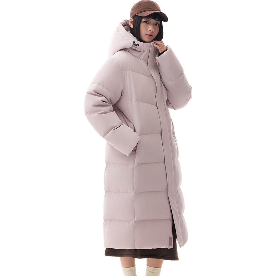 Anta Cappotto Lungo con Cappuccio Imbottito in Piumino d'Anatra Caldo Veloce Unisex Capospalla Rosa Minerale 972448902-4