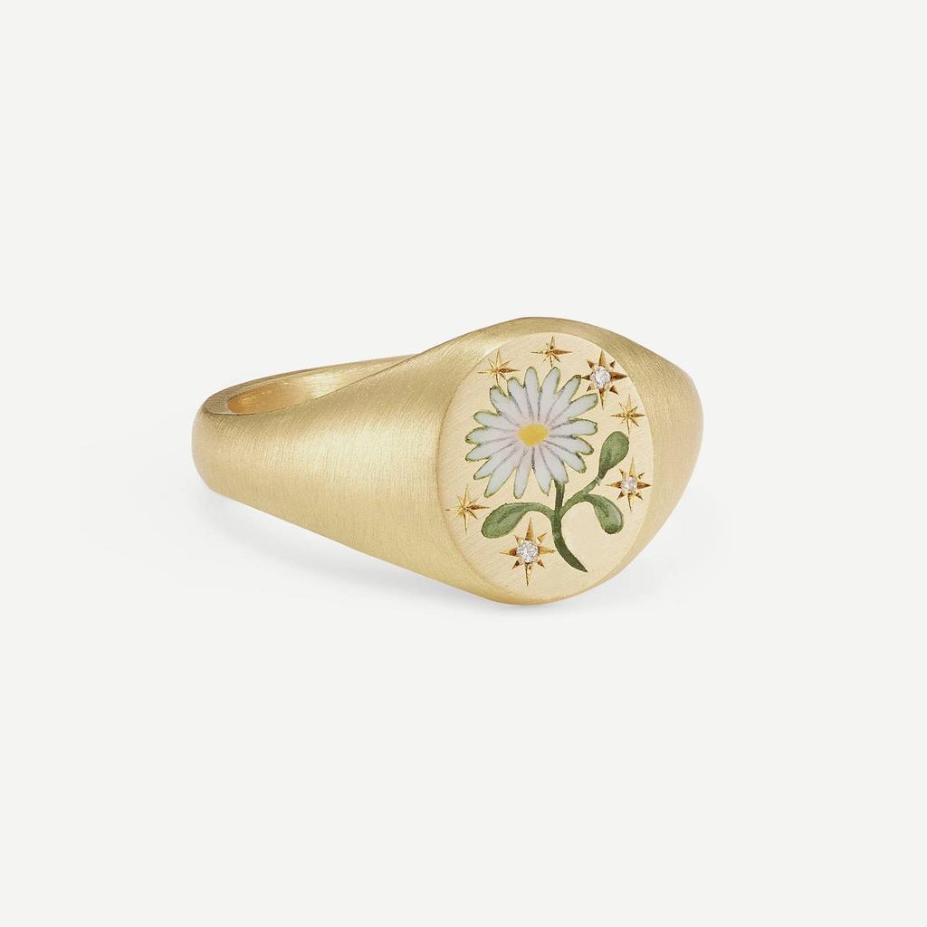 Titanium Steel Fashion Light Luxury Painted Seal Statement Ring Butterfly Love Rabbit Flower Personality Design Sense 18K