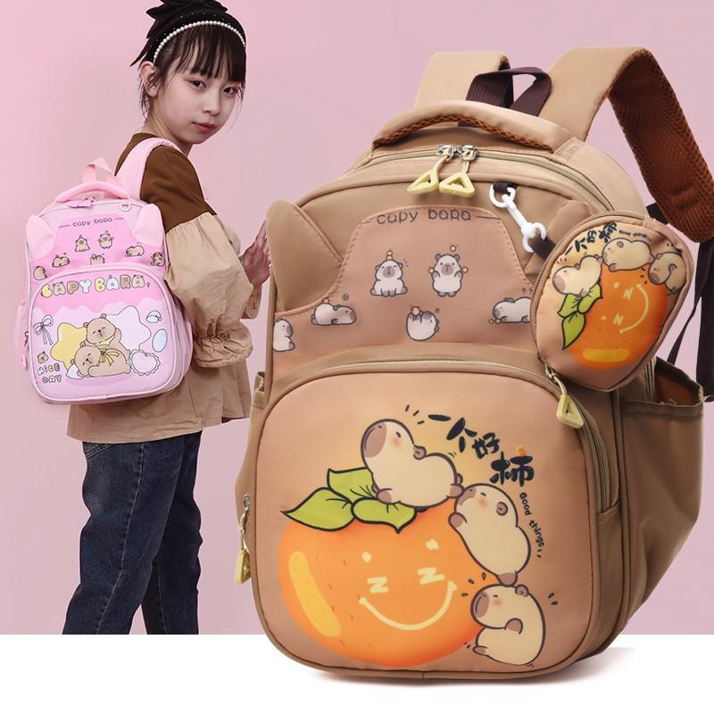 School Bag New Kapibalala Cloth Bag Boys and Girls Cute Cartoon School Bag Boys and Girls