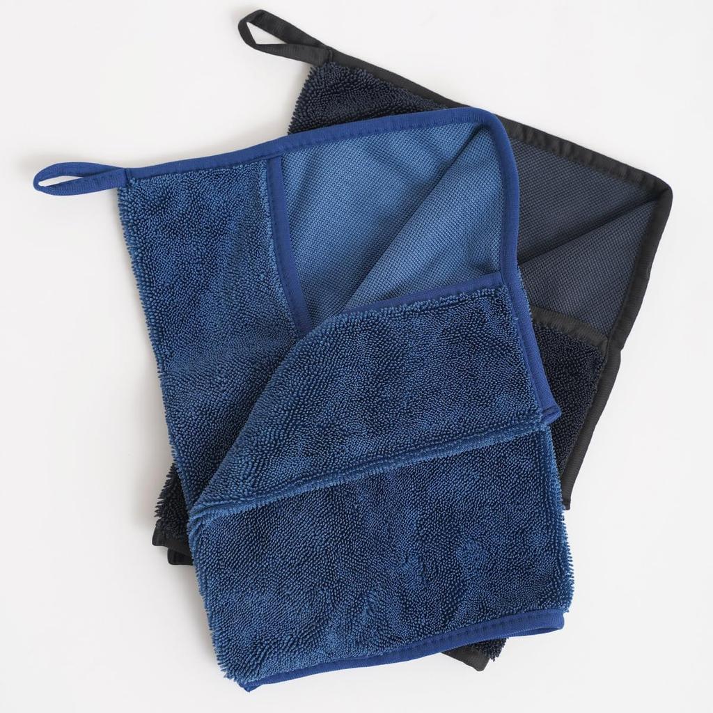 AQUA FIBER Microfiber Car Wash Towel Super Absorbent Cloth Thick Compact Size Can Be Used While Wringing 30cm X 40cm 2 Pieces 30cm X (Black/Royal