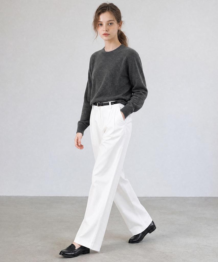 STAY WITH ME Wool Blend Crewneck Knit_Grey