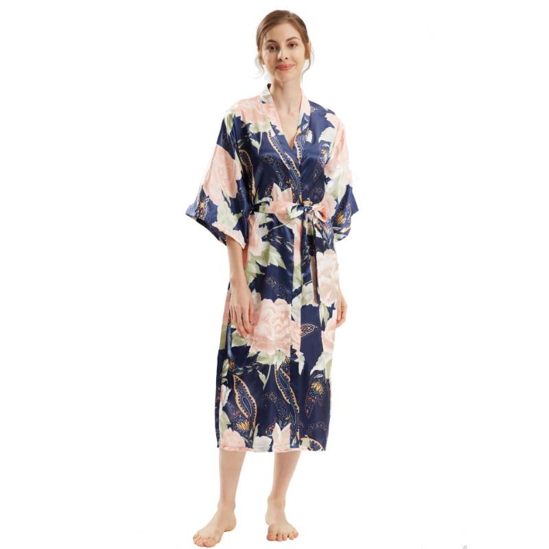 Robe de demoiselle d'honneur en satin de soie imitation extra-longue, élégante et tendance, grande taille, robe de soirée et kimono
