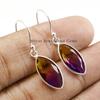 Marquise Ametrine Quartz Bezel Earrings: Handmade 925 Sterling Silver