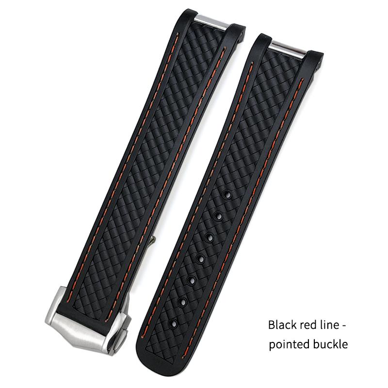New Curved End Soft Watchband for Omega Aqua Terra 150 18mm 19mm 20mm Black Green Yellow Colorful Rubber Silicone Watch Strap