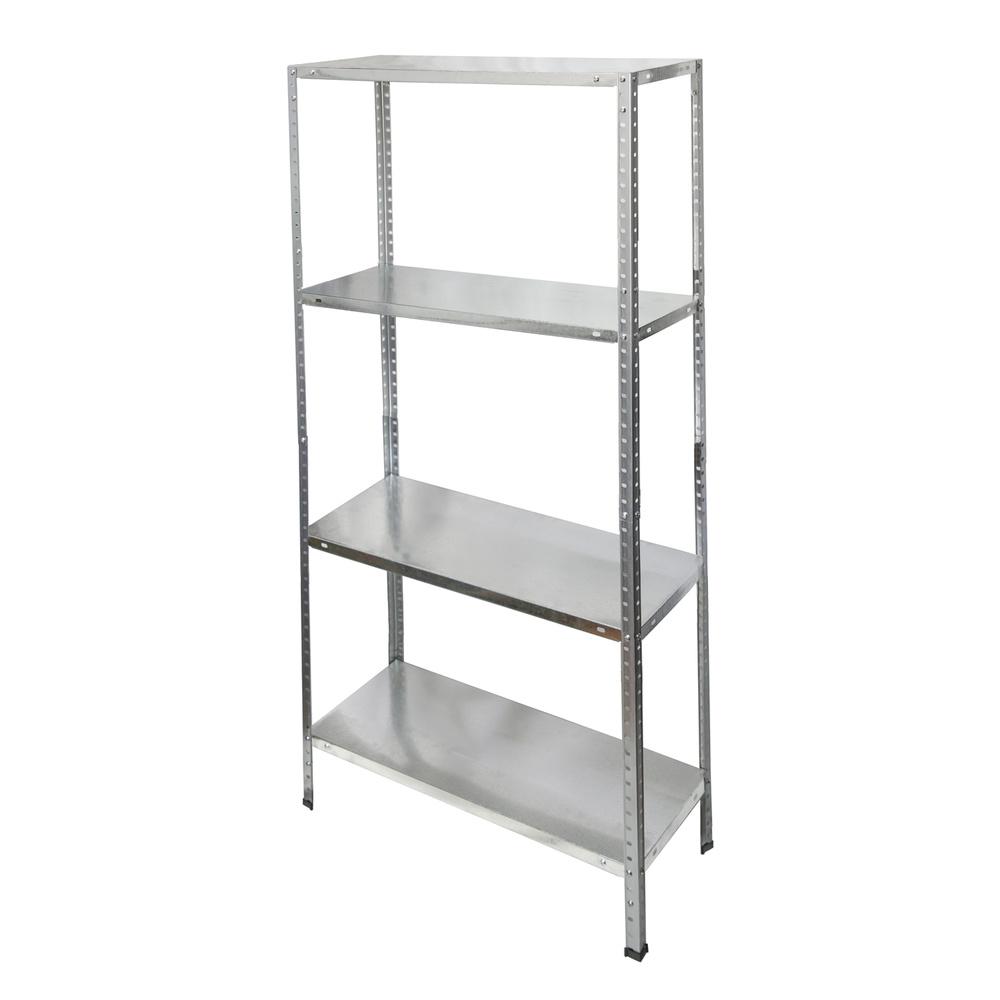 Galvanized Steel Shelving with 4 Shelves 150x75x30 Cm. Adjustable Shelves. Maximum Weight 120 Kg.