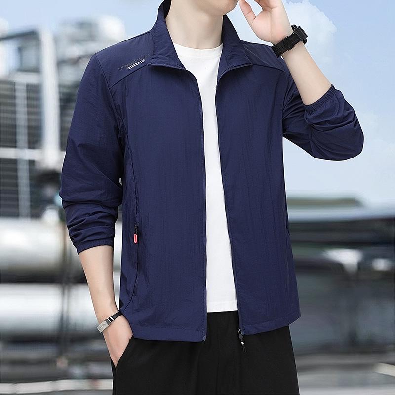 

Мужская летняя куртка Ice Silk Sun Protection Jacket - быстросохнущая, дышащая, тонкая, воротник-стойка для использования на открытом воздухе 4XL