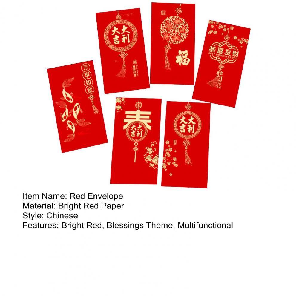 6 Pcs Red Envelopes 2025 Chinese New Year Red Packets Snake Theme Lucky Money Packets Spring Festival Celebration Party Supplies