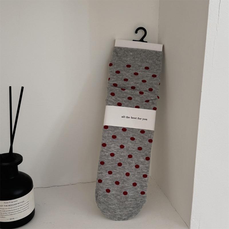 Autumn and Winter Polka Dot Boneless Socks, Mid-calf Socks, Versatile Casual Socks, Soft Cotton Socks