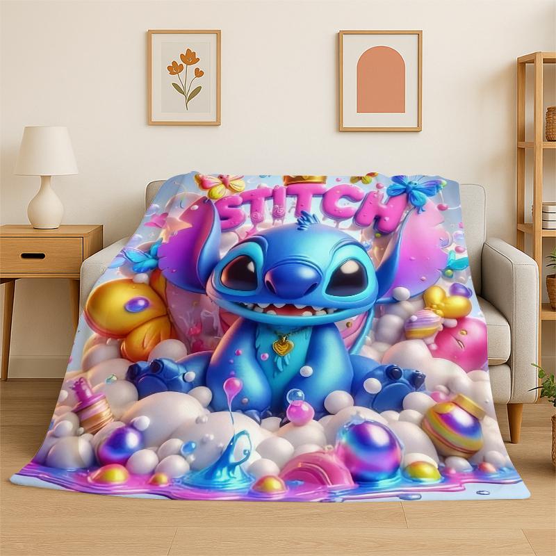 Cute S-Stitch Cartoon Soft Flannel Throw Blanket,Cozy Blanket for Bed,Couch,Sofa,Bedroom,Living Room,Travel,Picnic kids Camping